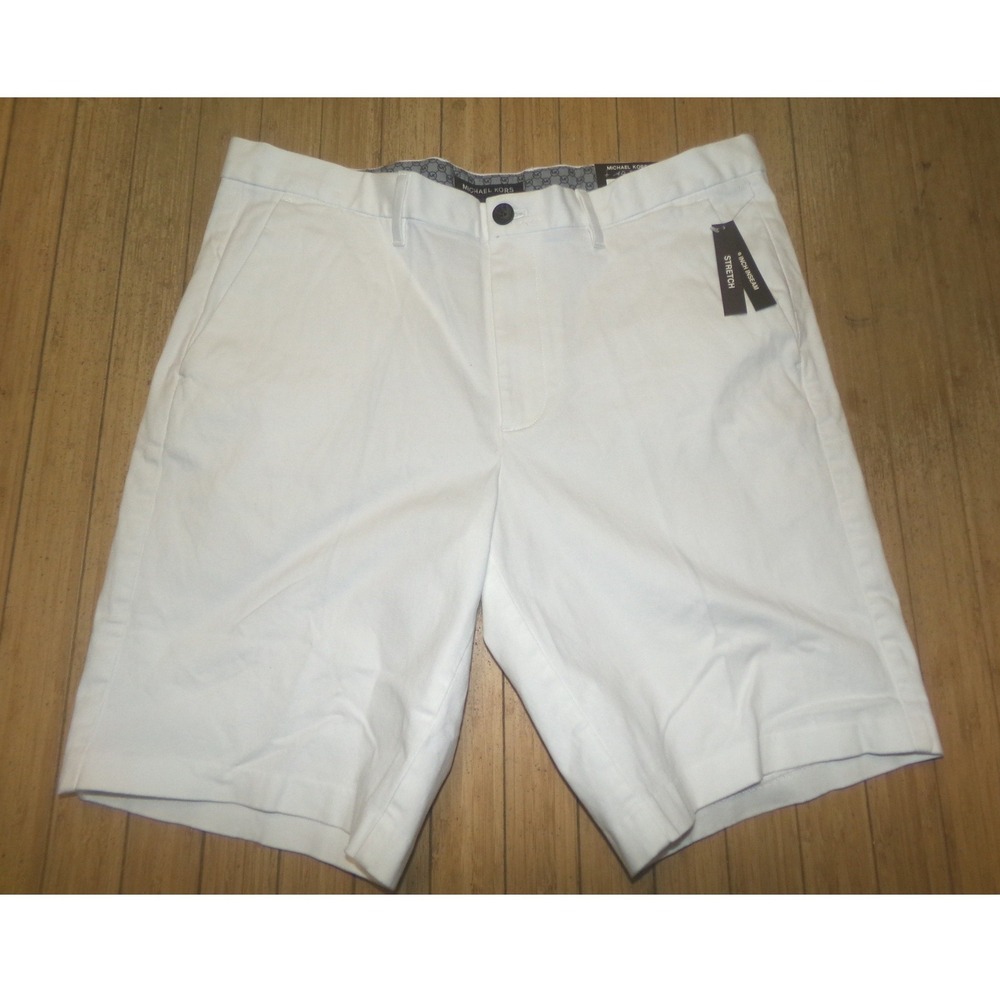 Michael Kors Mens 9" White Stretch 33W Chino Shorts NWT